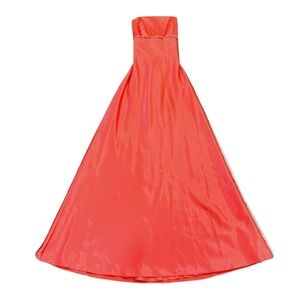 Faviana Coral Maxi Dress Rhinestone Trim‎ Lace-Up Back Formal Gown 3/4 Y2K Glam